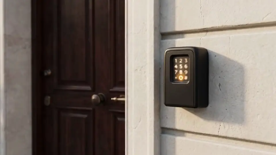 Digital key box at the entrance of a Brussels apartment